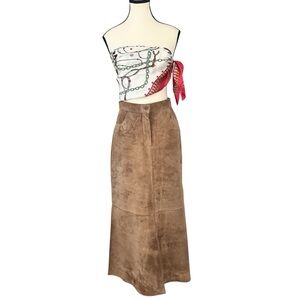 Skotts Tan Suede Maxi Skirt – Size 8